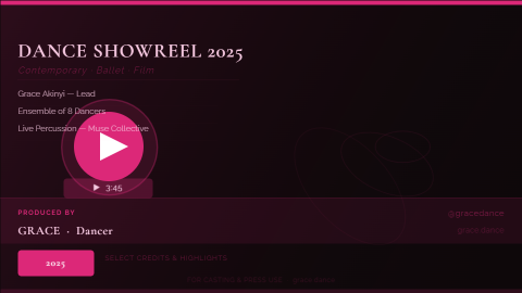 GRACE Showreel Cover · Dancer · Showreel Cover