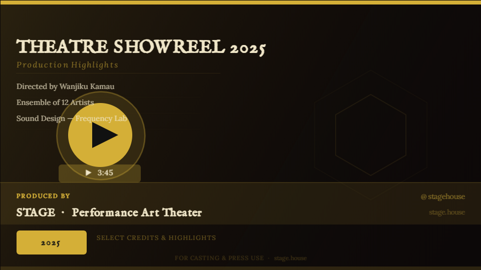 Theatre Showreel 2025 — Covers template