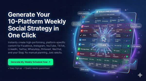1-click weekly content schedule for 10 platforms
